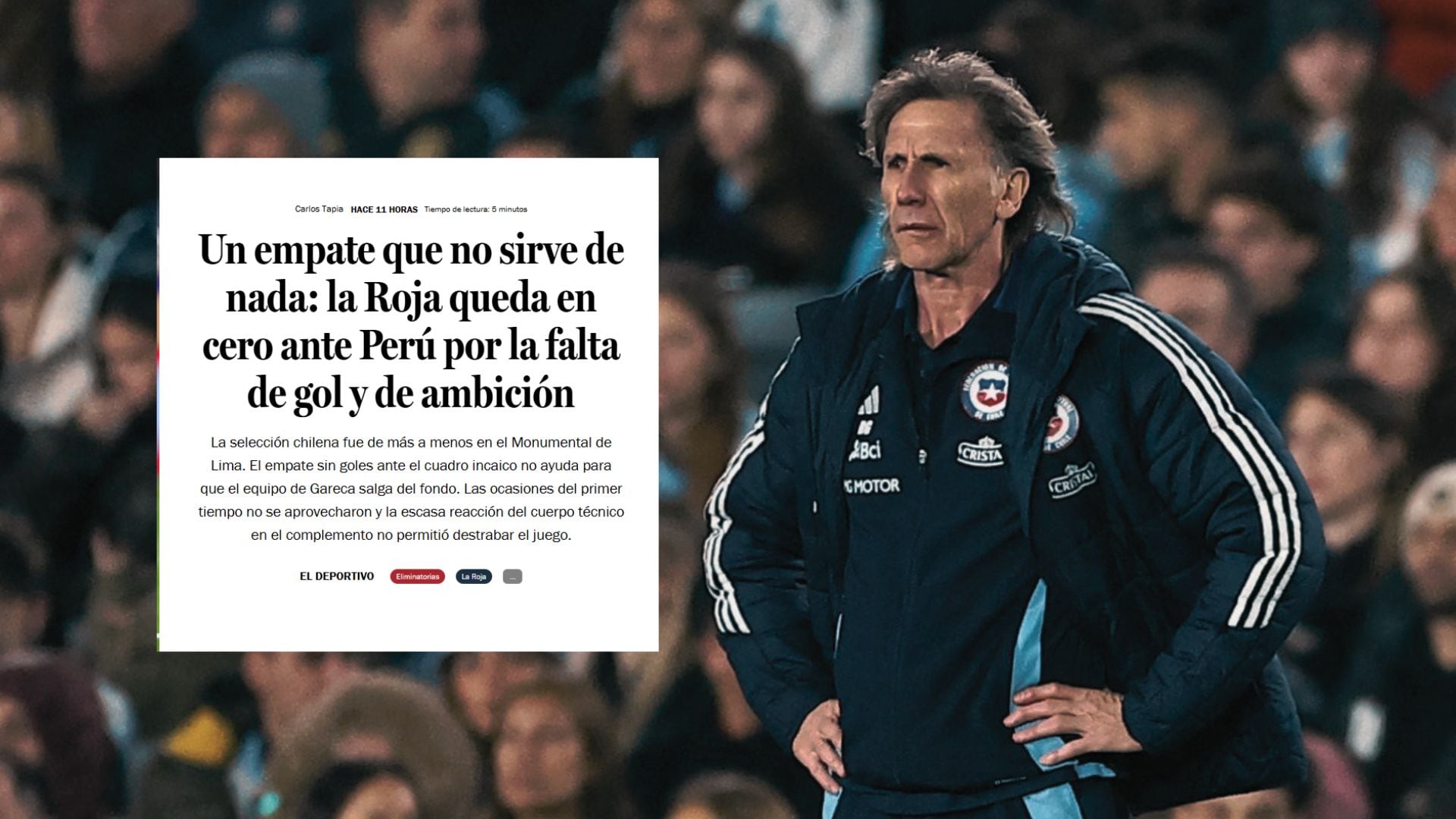 La prensa chilena arremetió contra Ricardo Gareca tras empate con Perú en las Eliminatorias 2026.